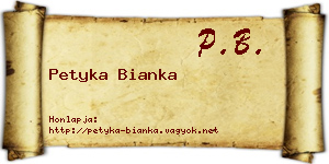 Petyka Bianka névjegykártya